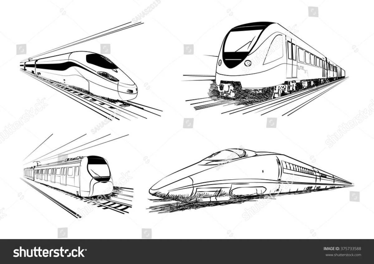 Adorable train with swallows coloring page