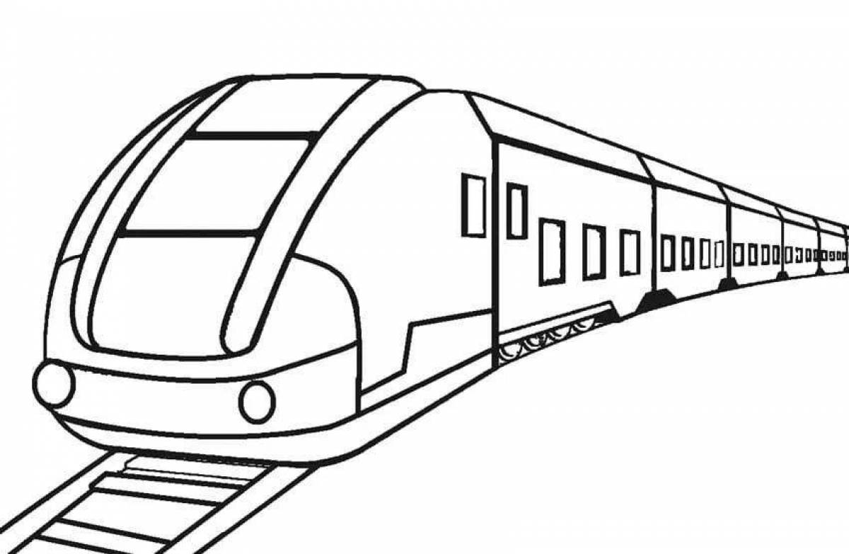 Coloring page cute train with swallows
