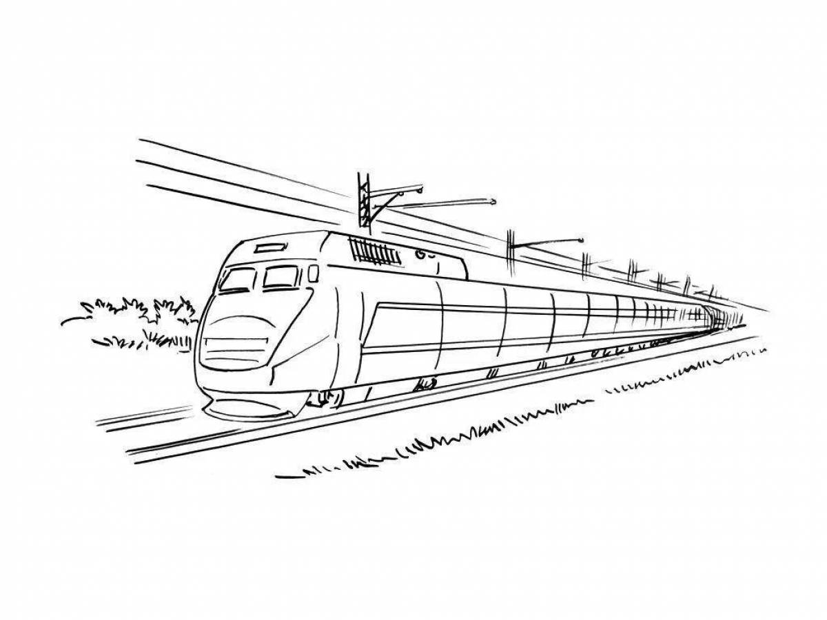 Coloring page wonderful train with swallows