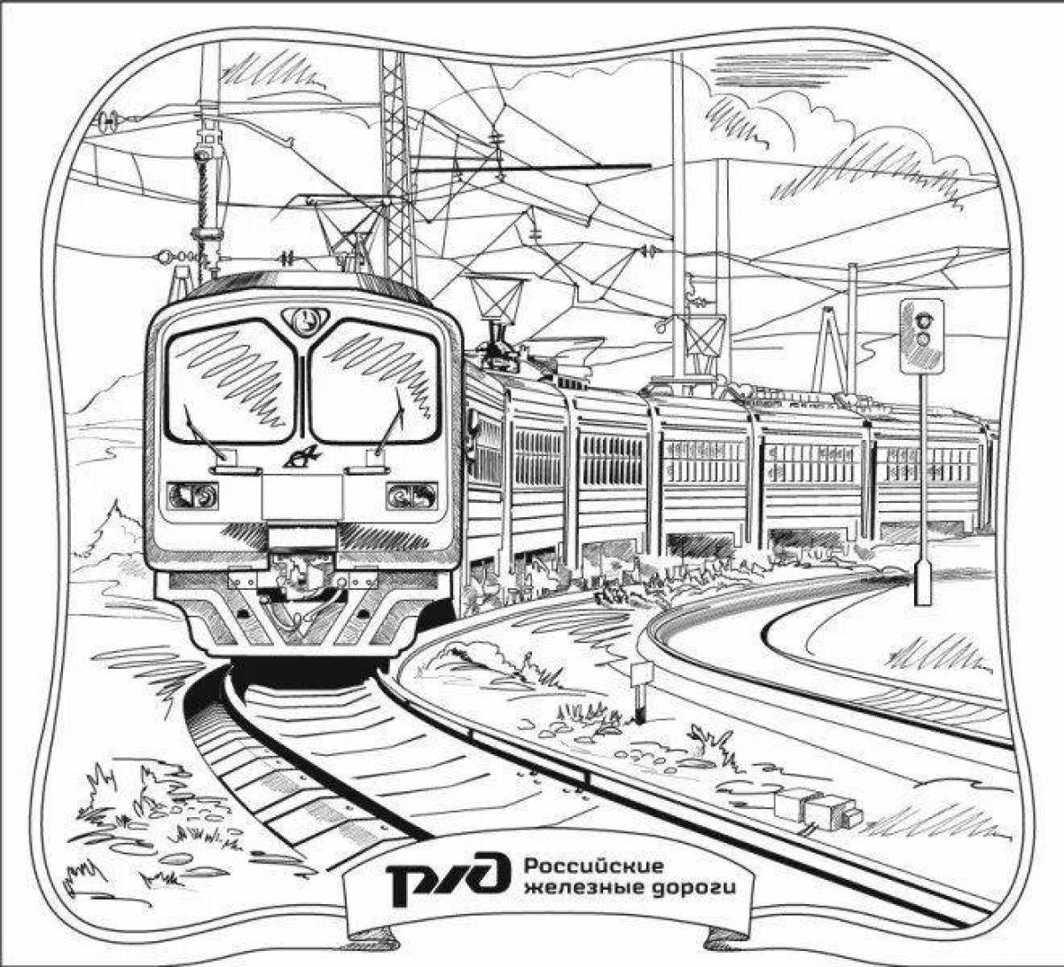 Fancy train with swallows coloring page