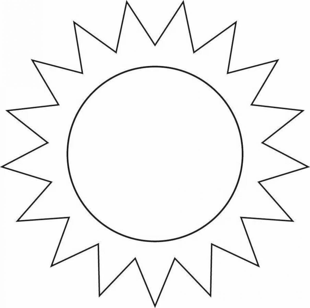 Radiant coloring page image of the sun