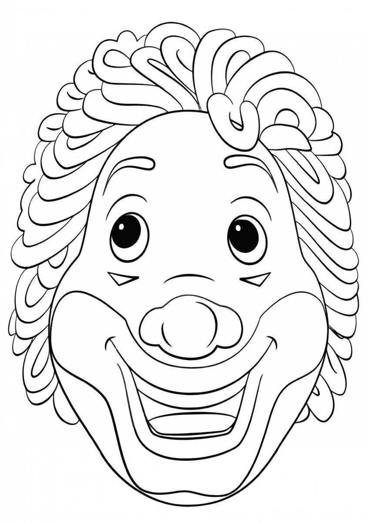 Fun clown face coloring page
