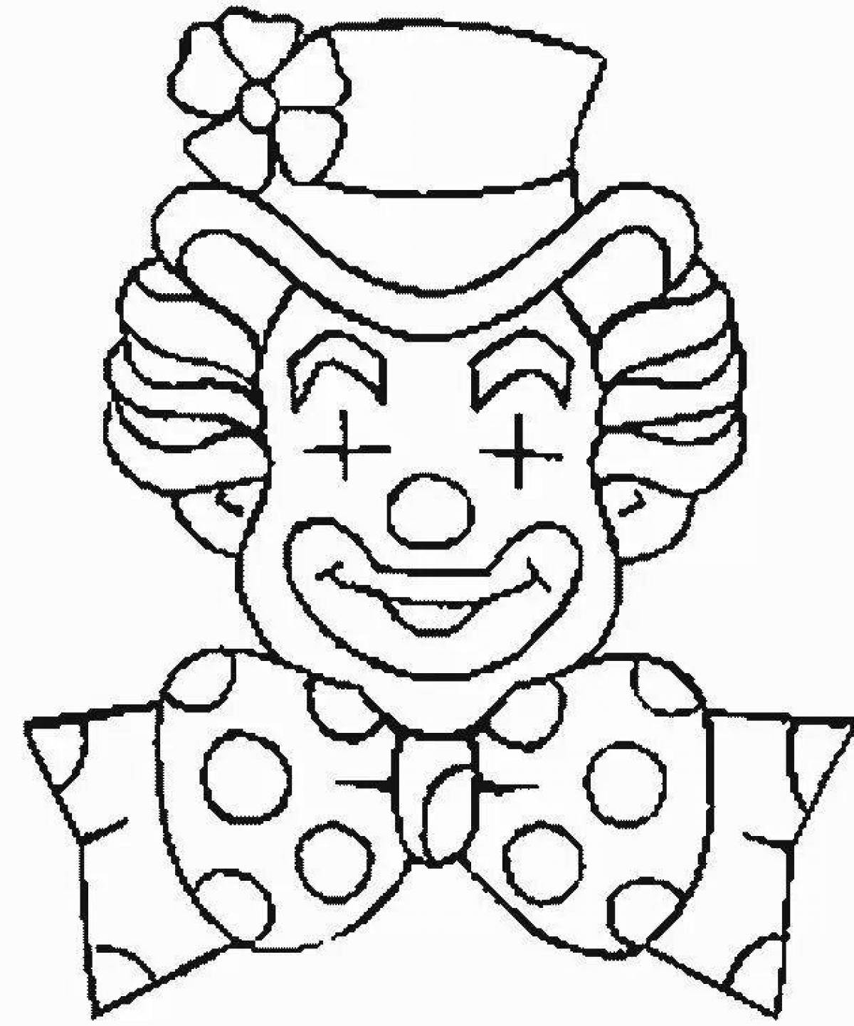 Playful clown face coloring page