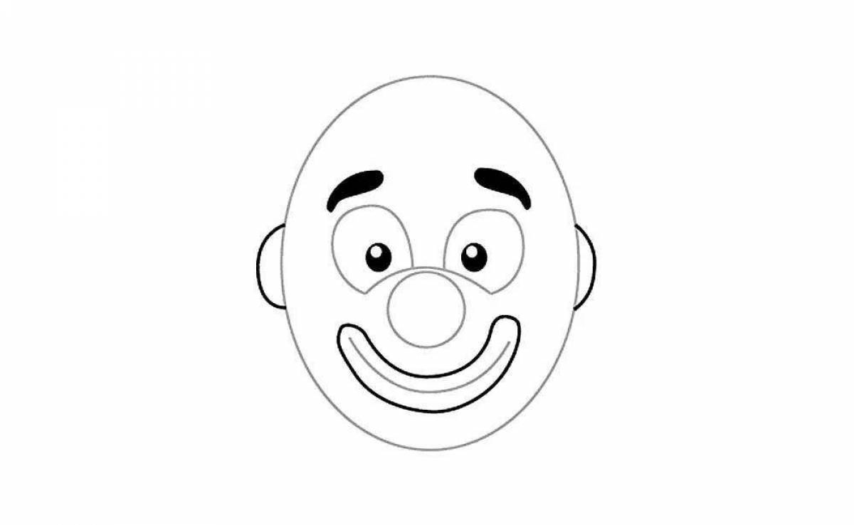 Entertaining clown face coloring page