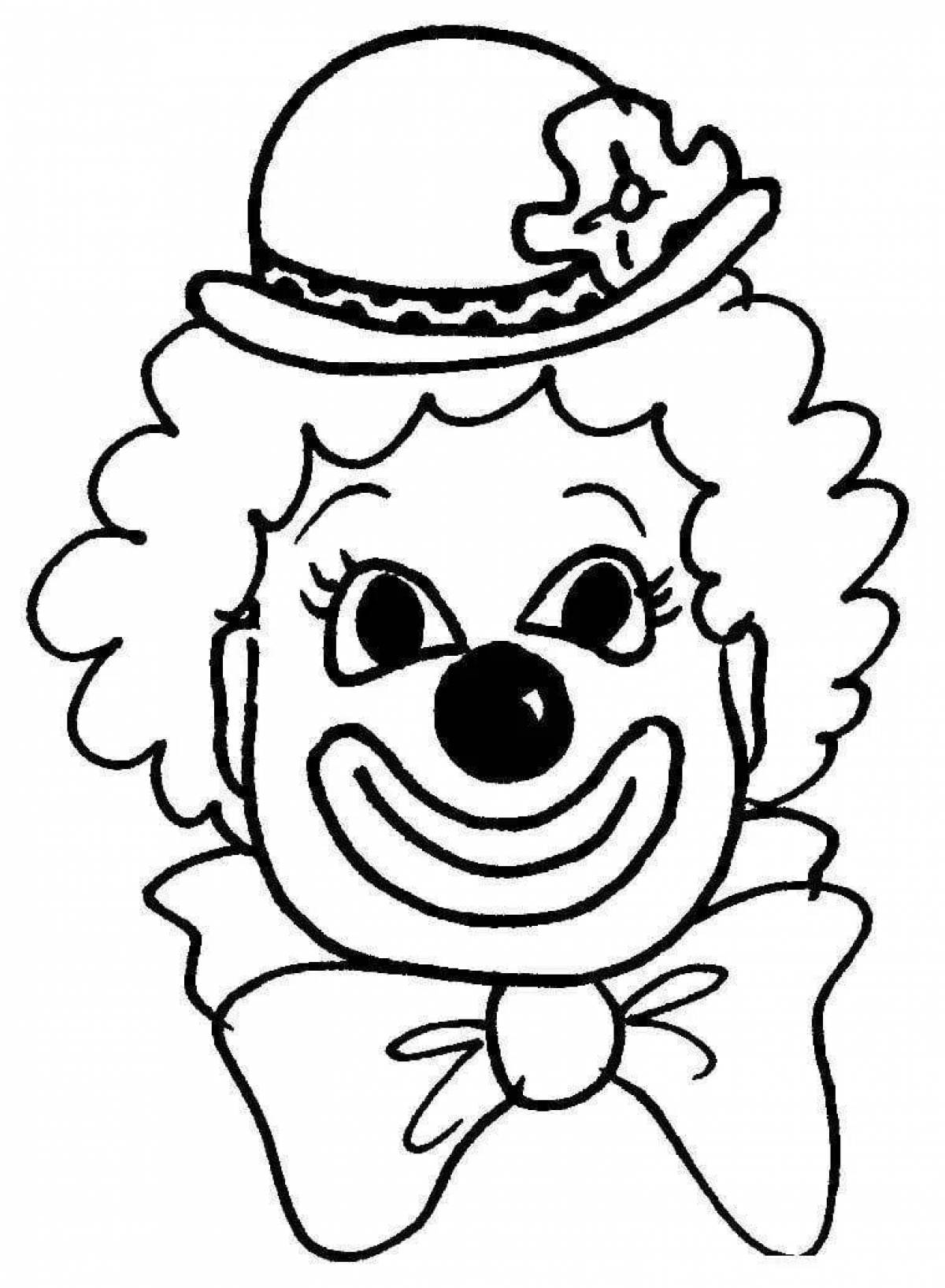 Surreal clown face coloring page