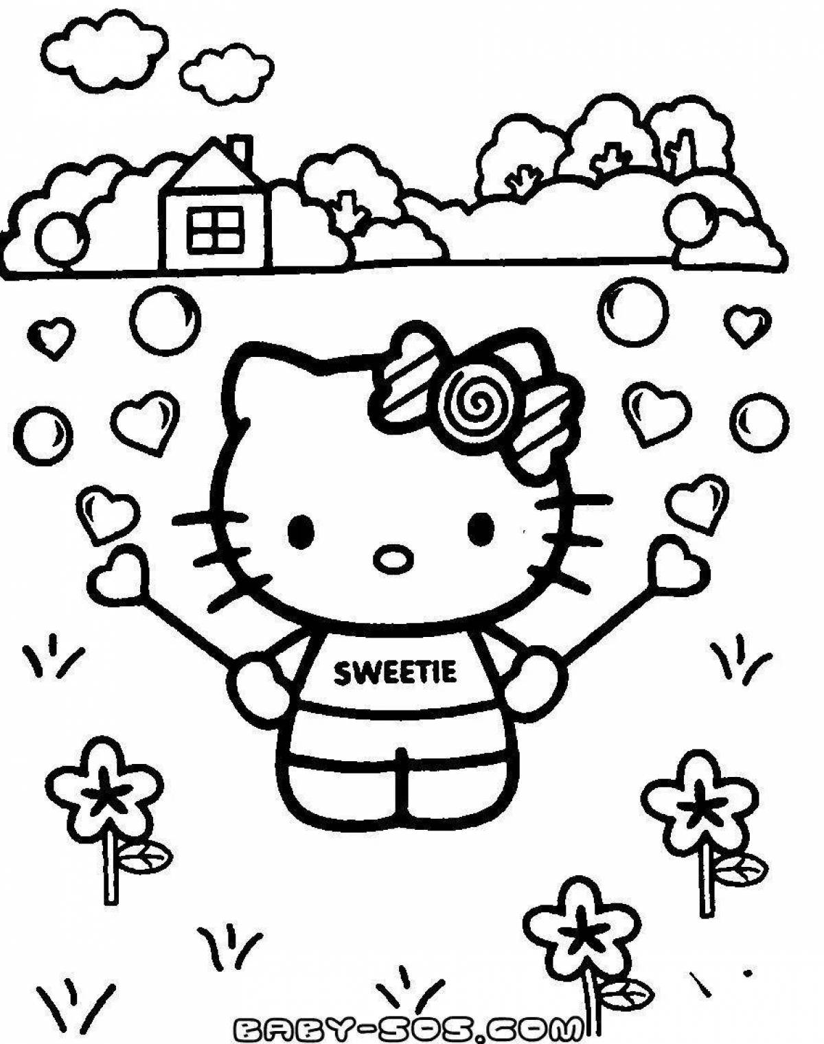 Cute kitty coloring book for girls