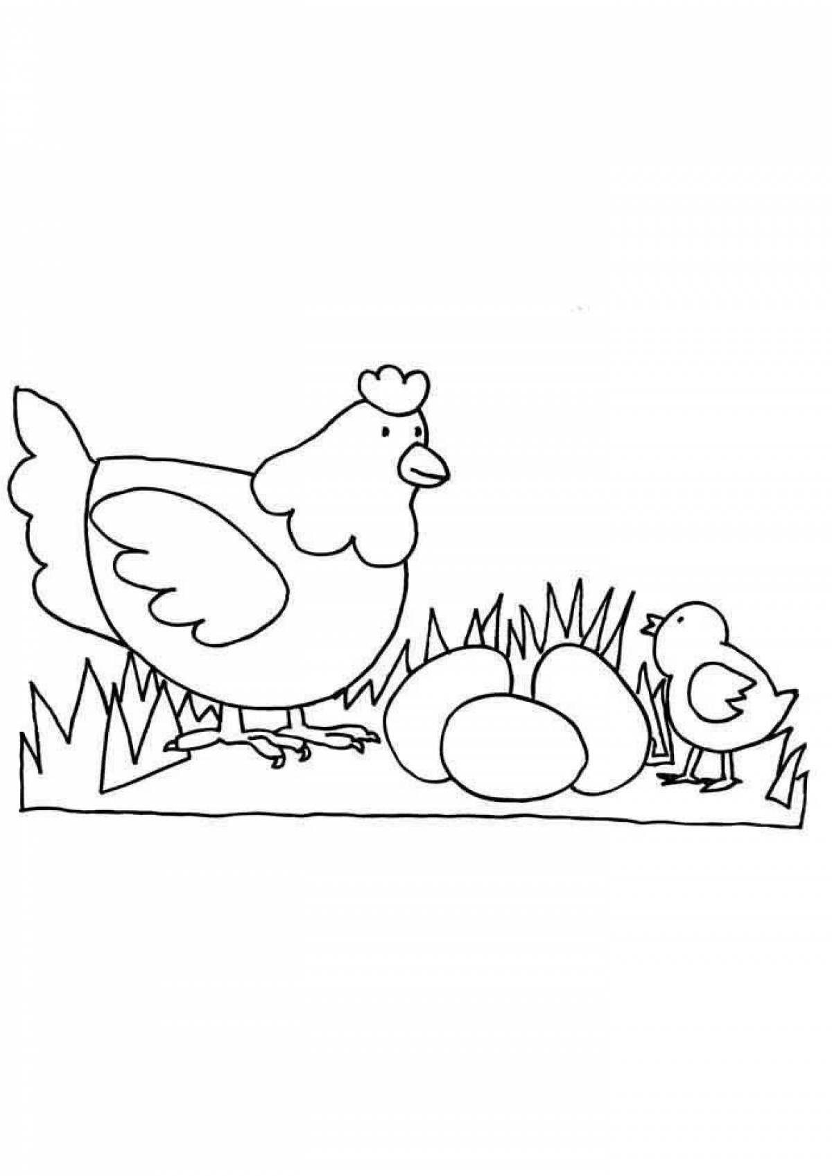 Порхающая курица с цыплятами