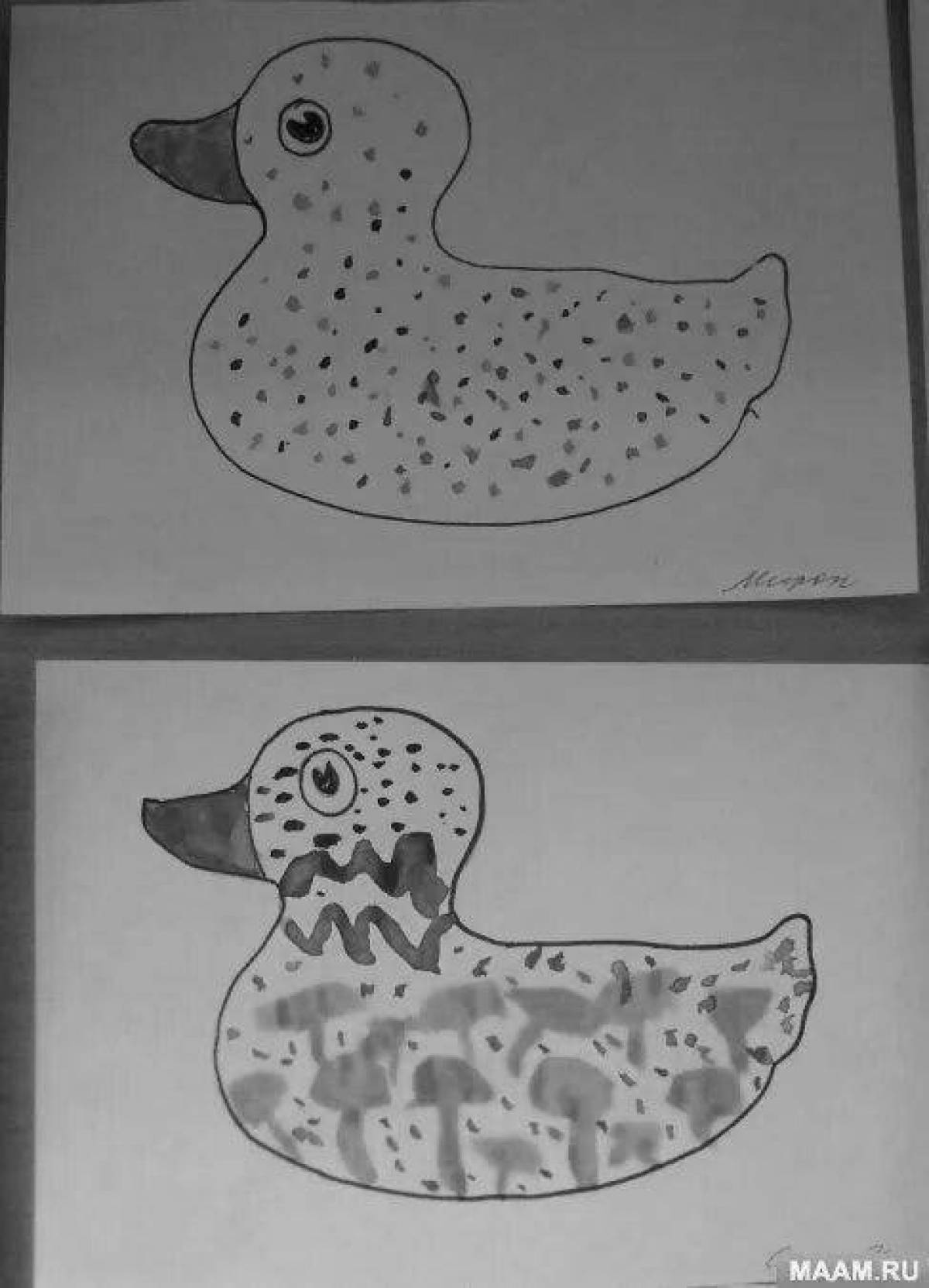 Spectacular Dymkovo duck, the second youngest coloring page