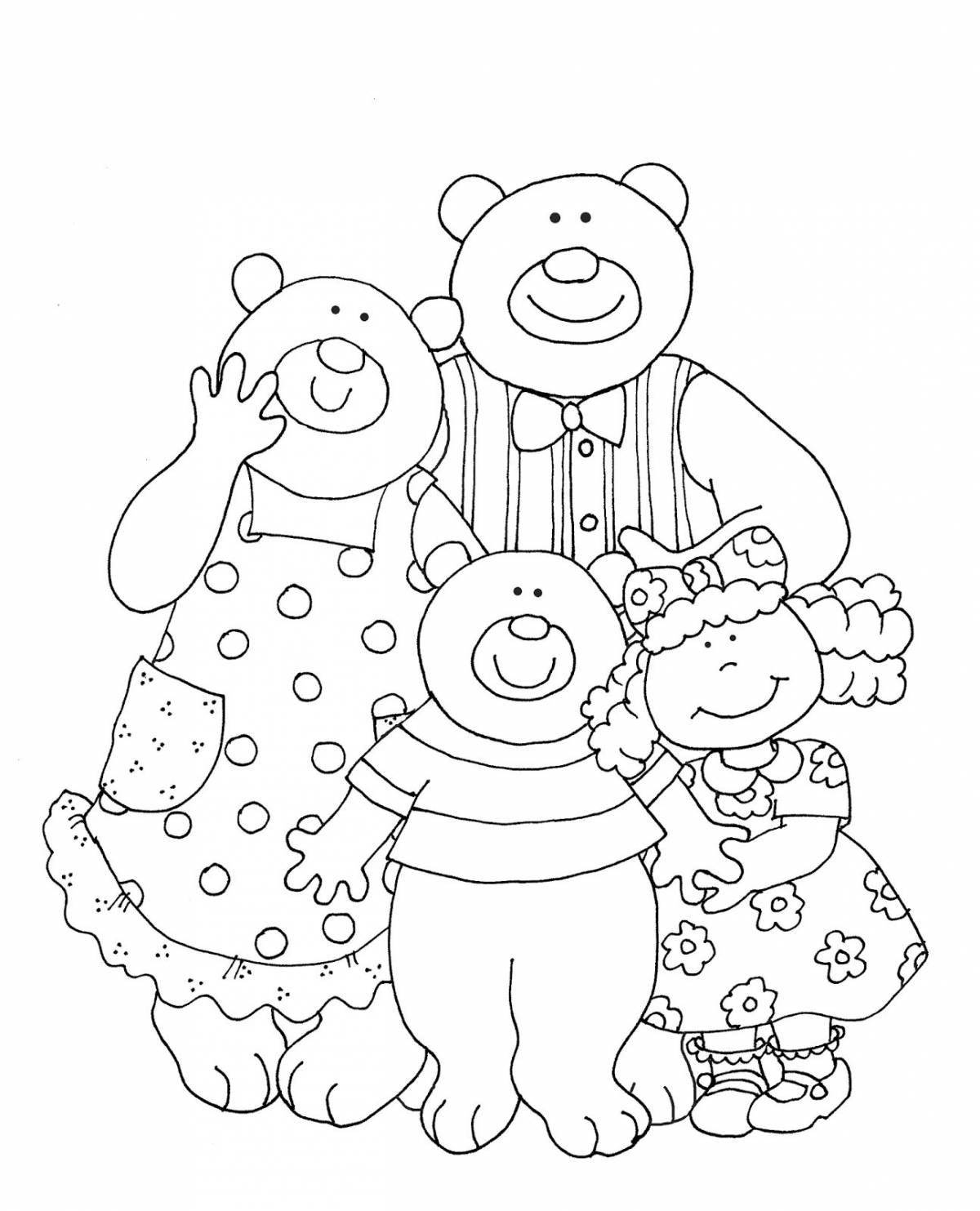 Three bears funny coloring pages