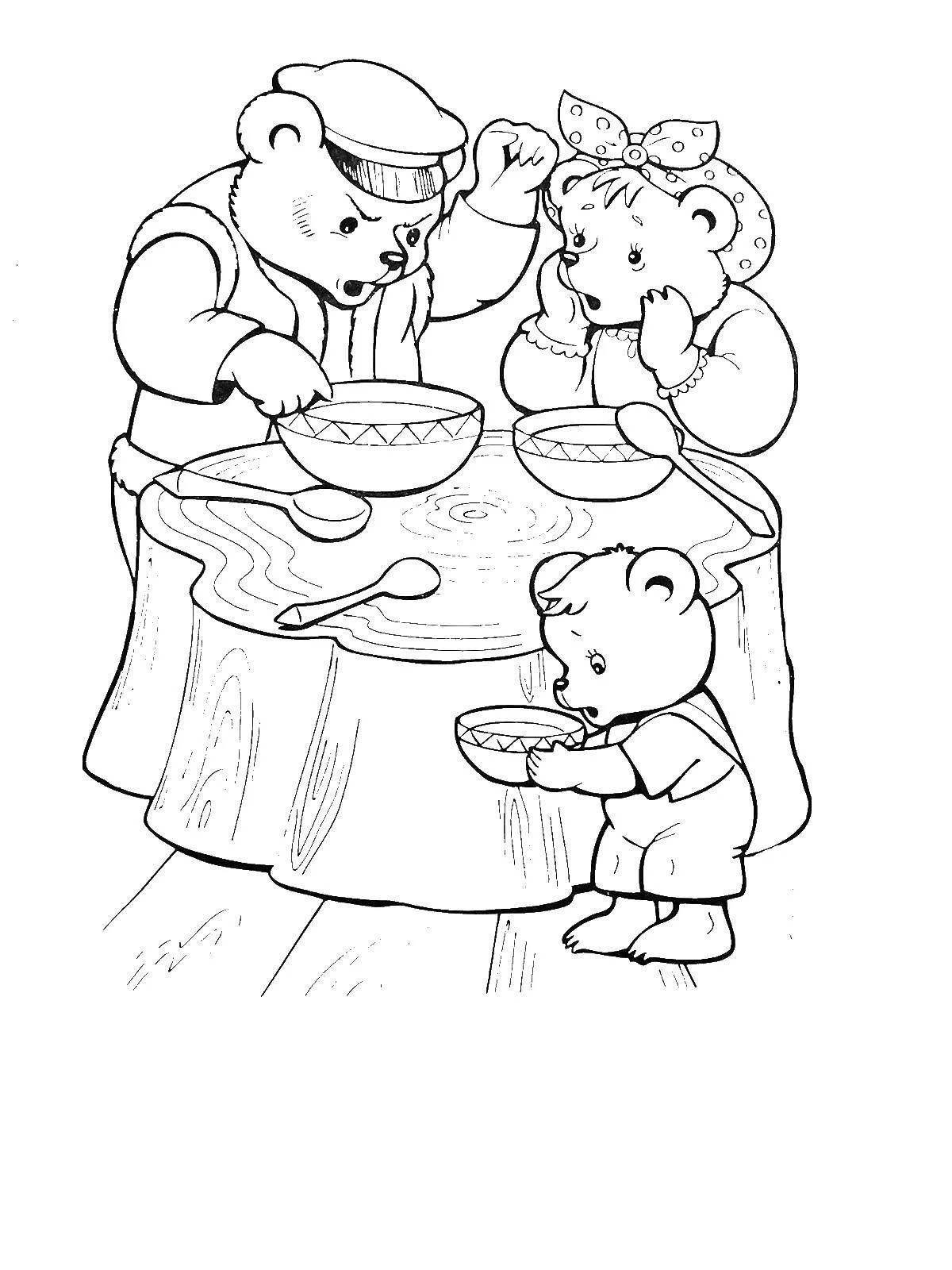 Delightful three bears coloring book