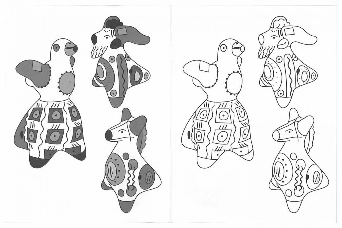 Pattern of a fun Dymkovo toy for kids