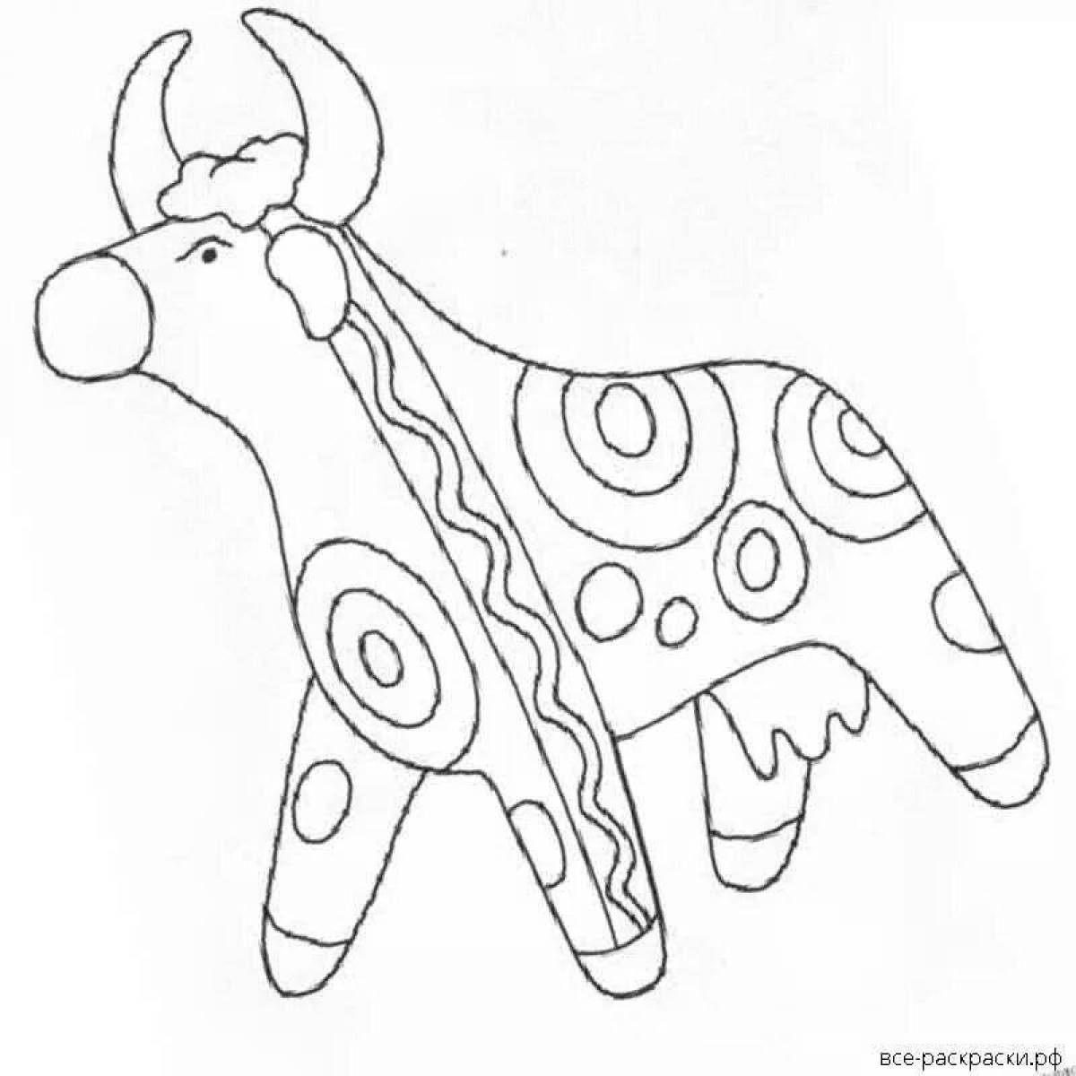 Дымковская игрушка рисунок лошадка раскраска