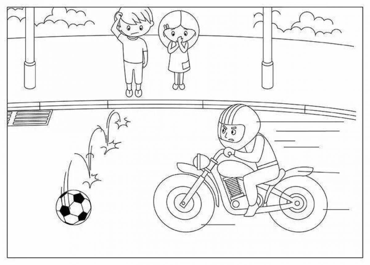 Развлекательная раскраска «правила дорожного движения» для детей 6-7 лет