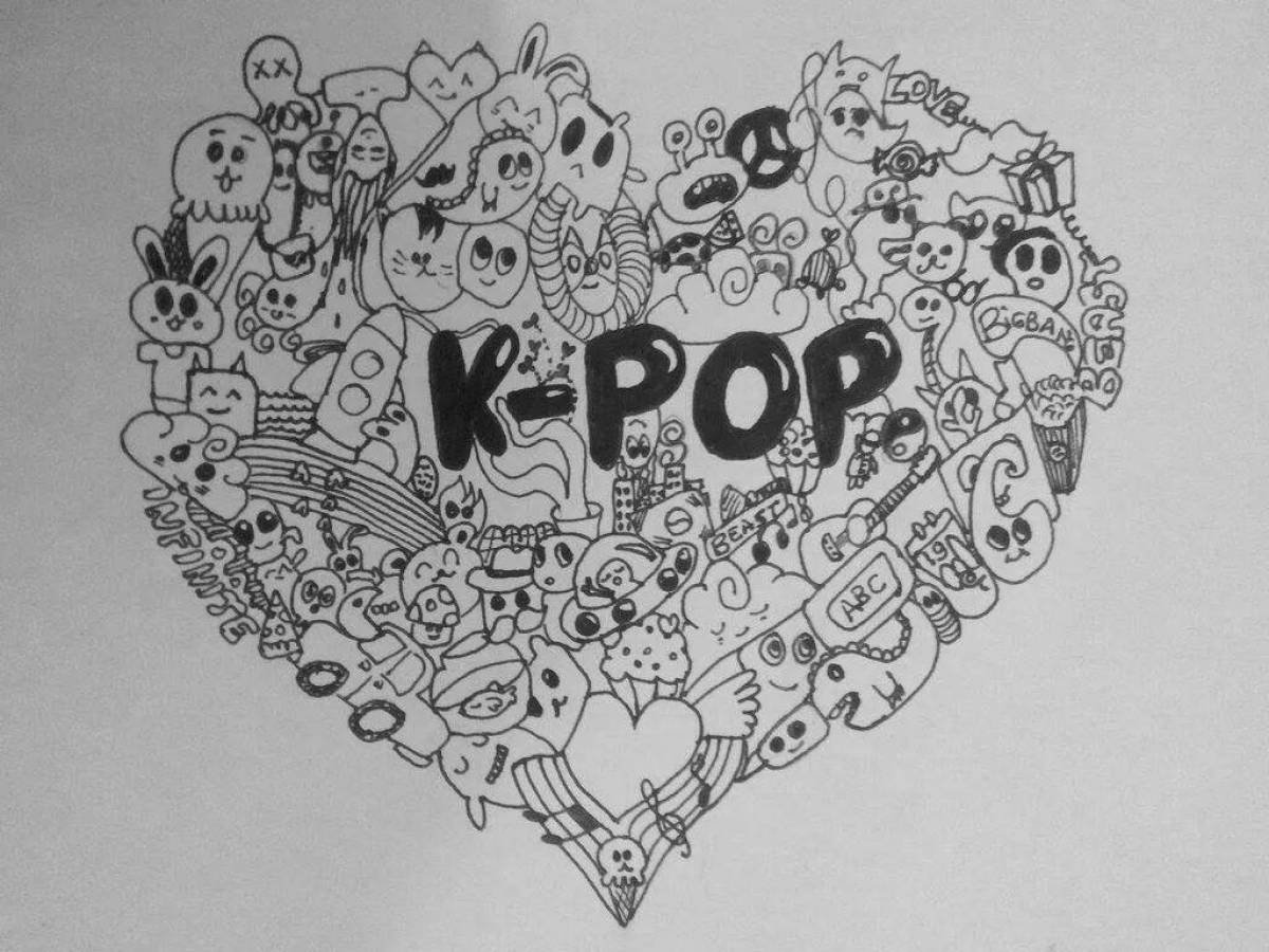 Cute kpop coloring page