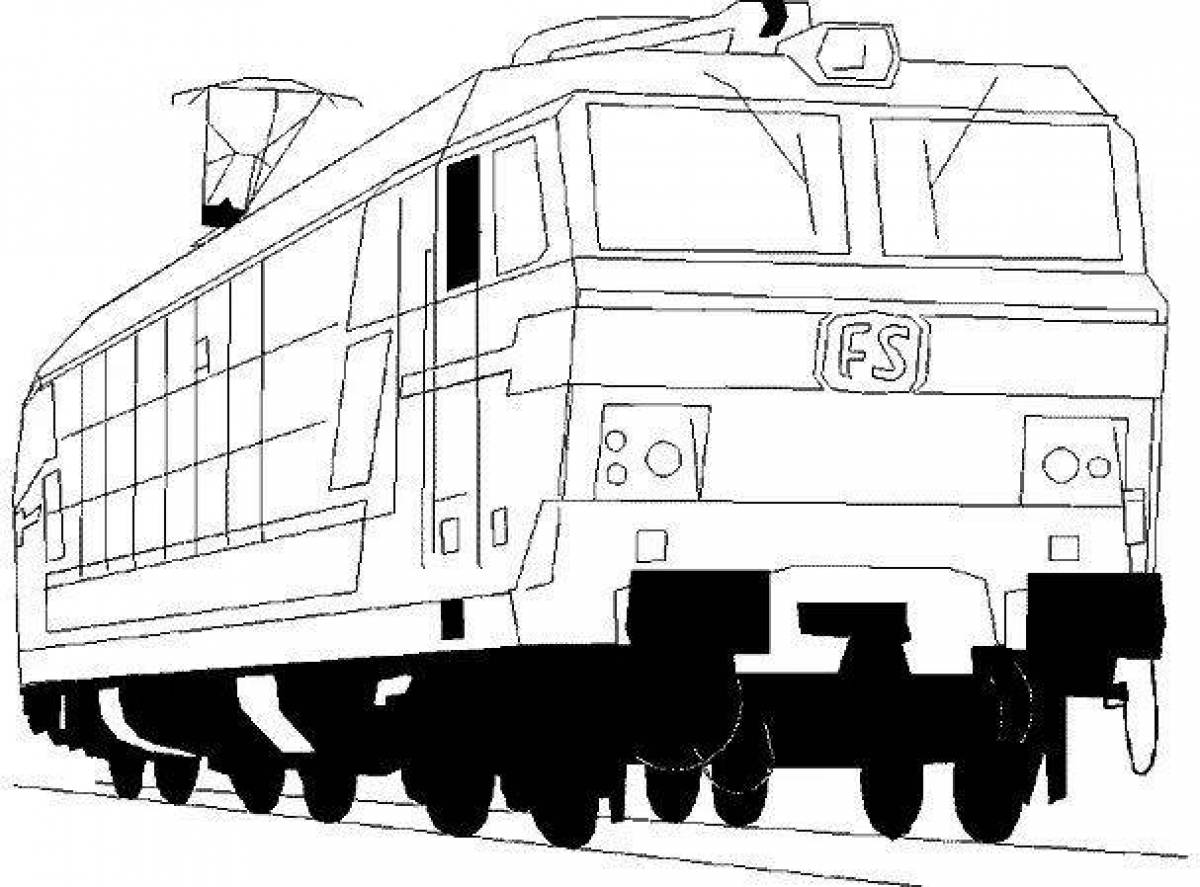 Красочная страница раскраски локомотива