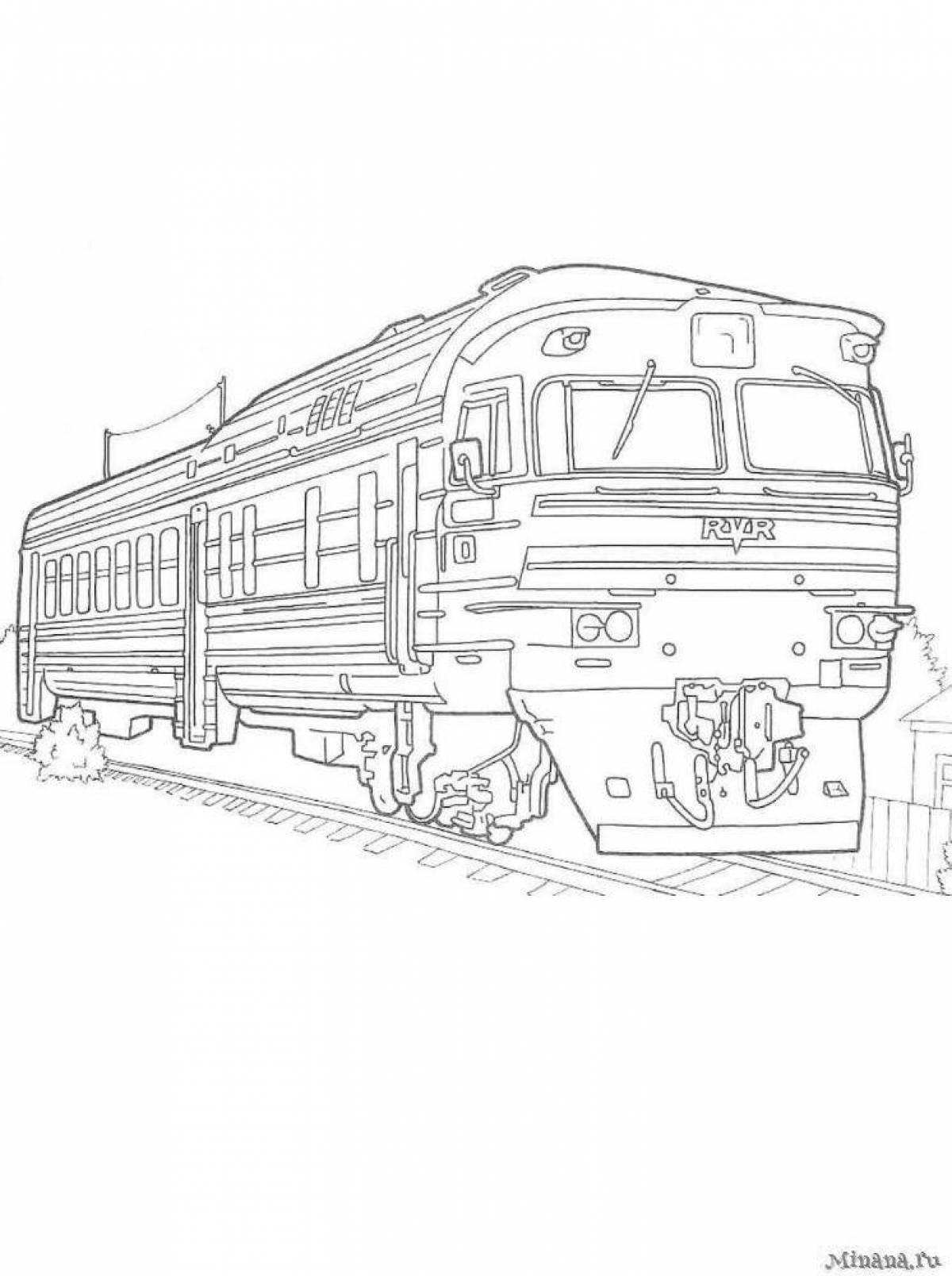 Впечатляющая страница раскраски локомотива