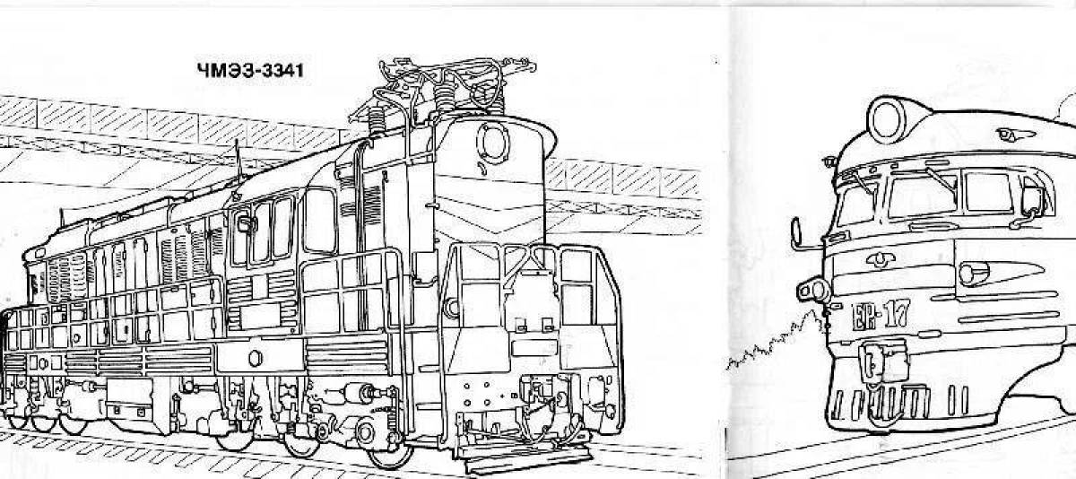 Playful locomotive coloring page