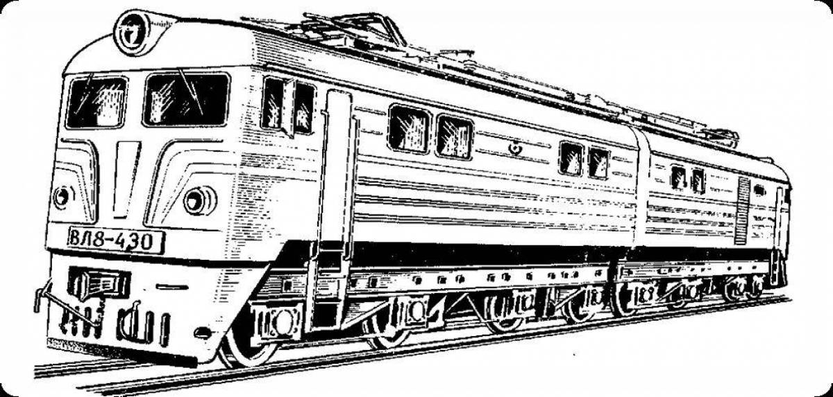 Colourful locomotive coloring page