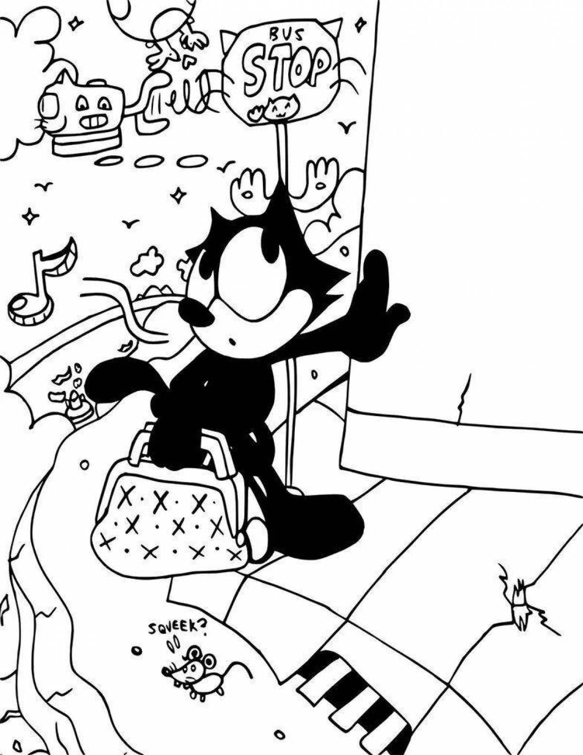 Playful felix coloring page