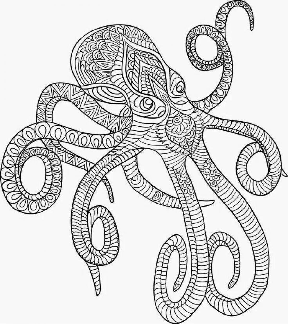 Fancy octopus coloring book