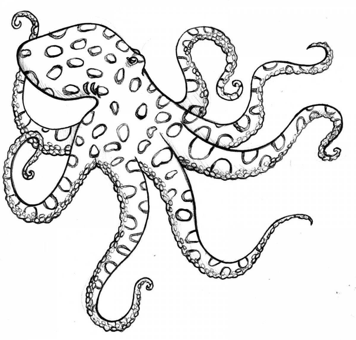 Coloring page happy octopus