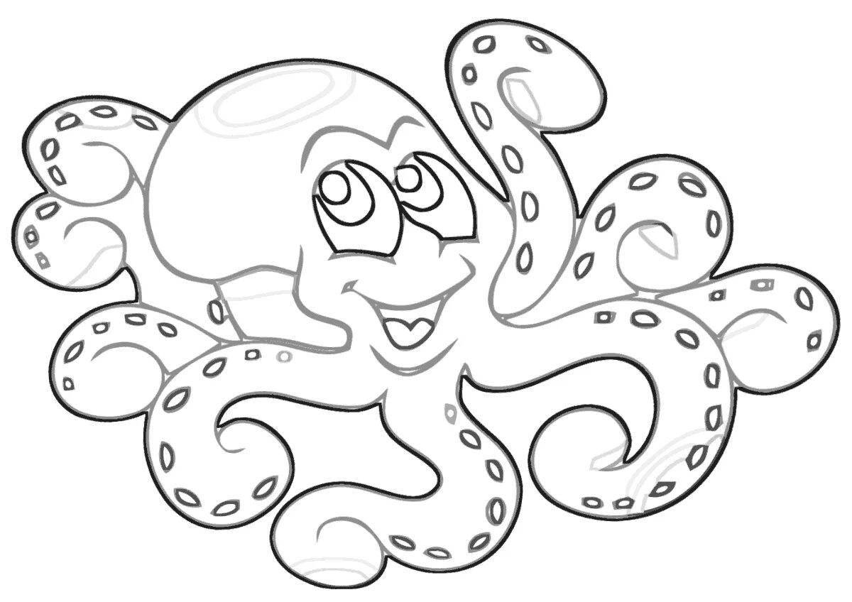 Coloring page festive octopus