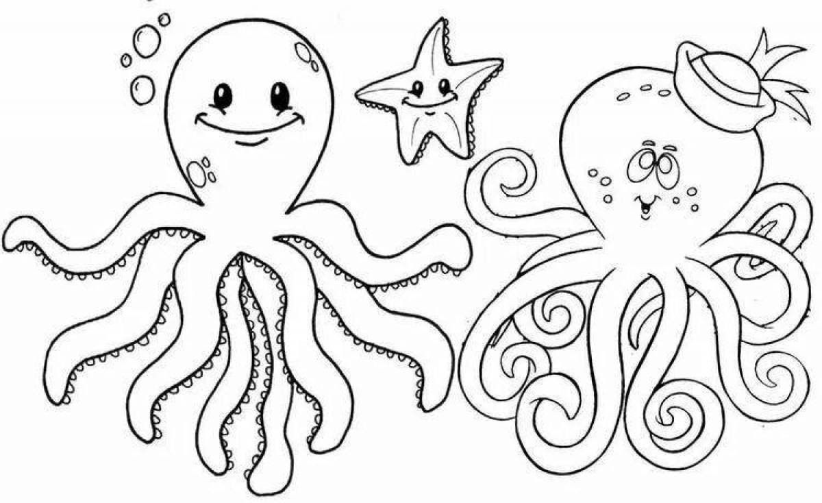 Adorable octopus coloring book