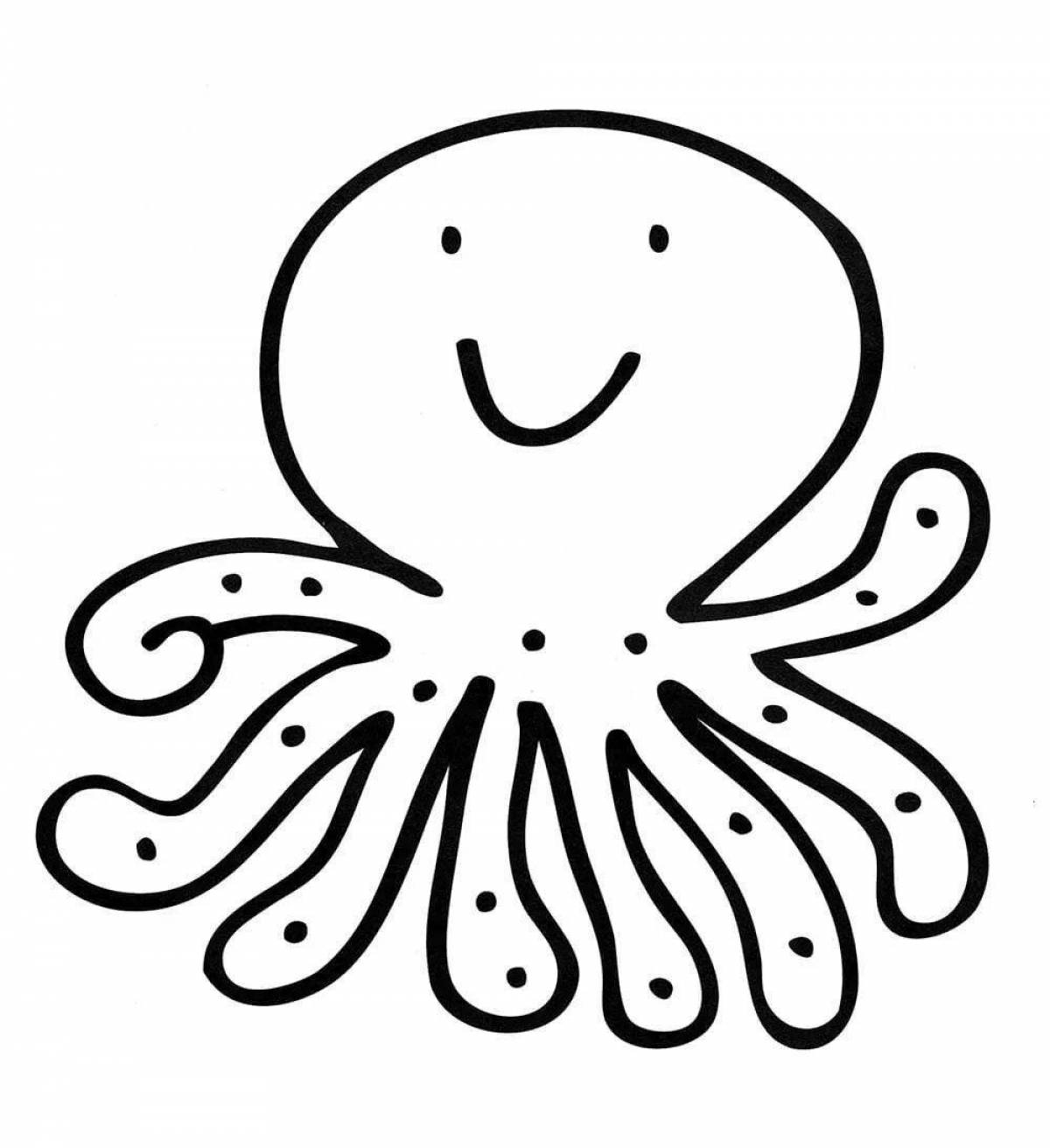 Coloring page nice octopus
