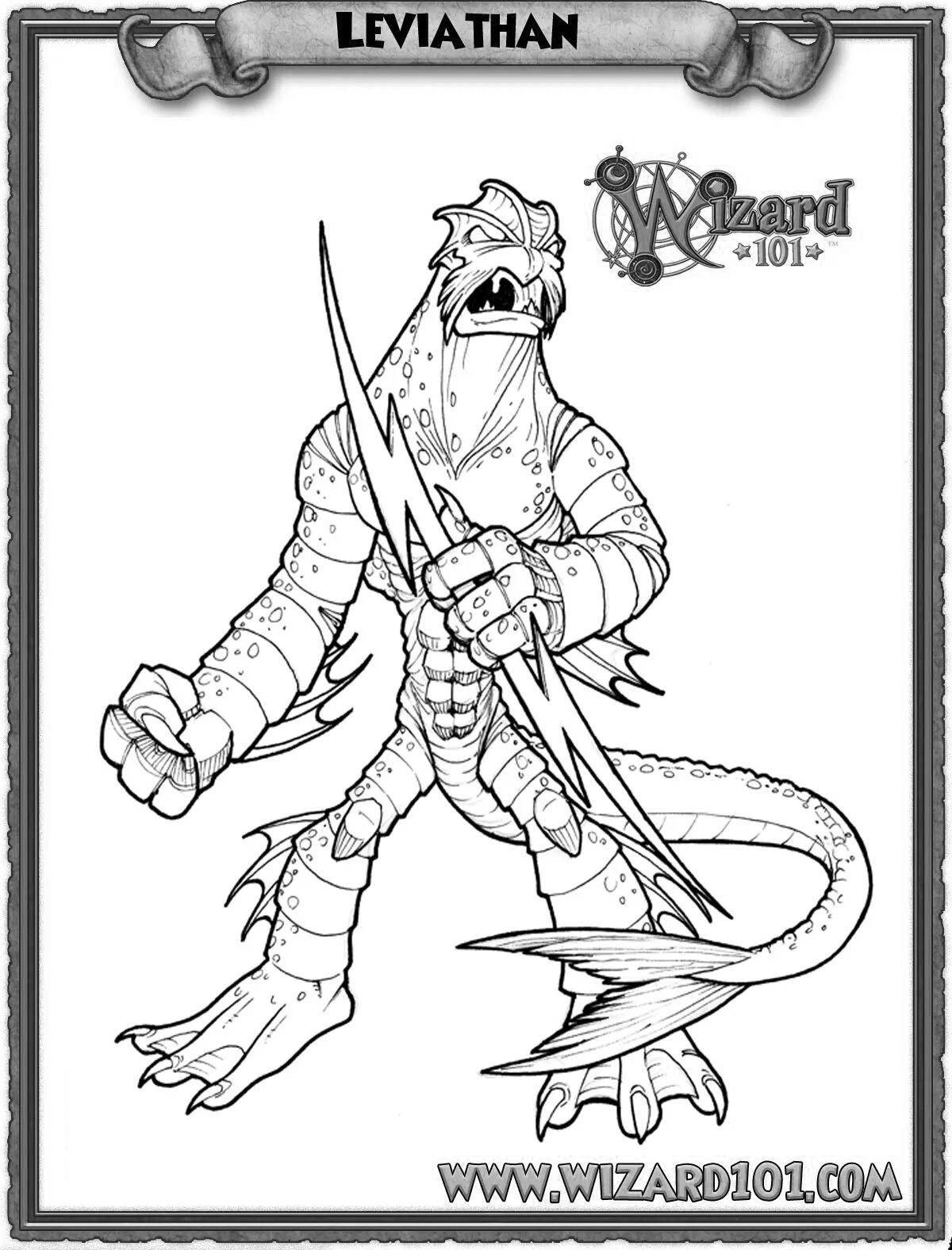 Brightly colored leviathan coloring page