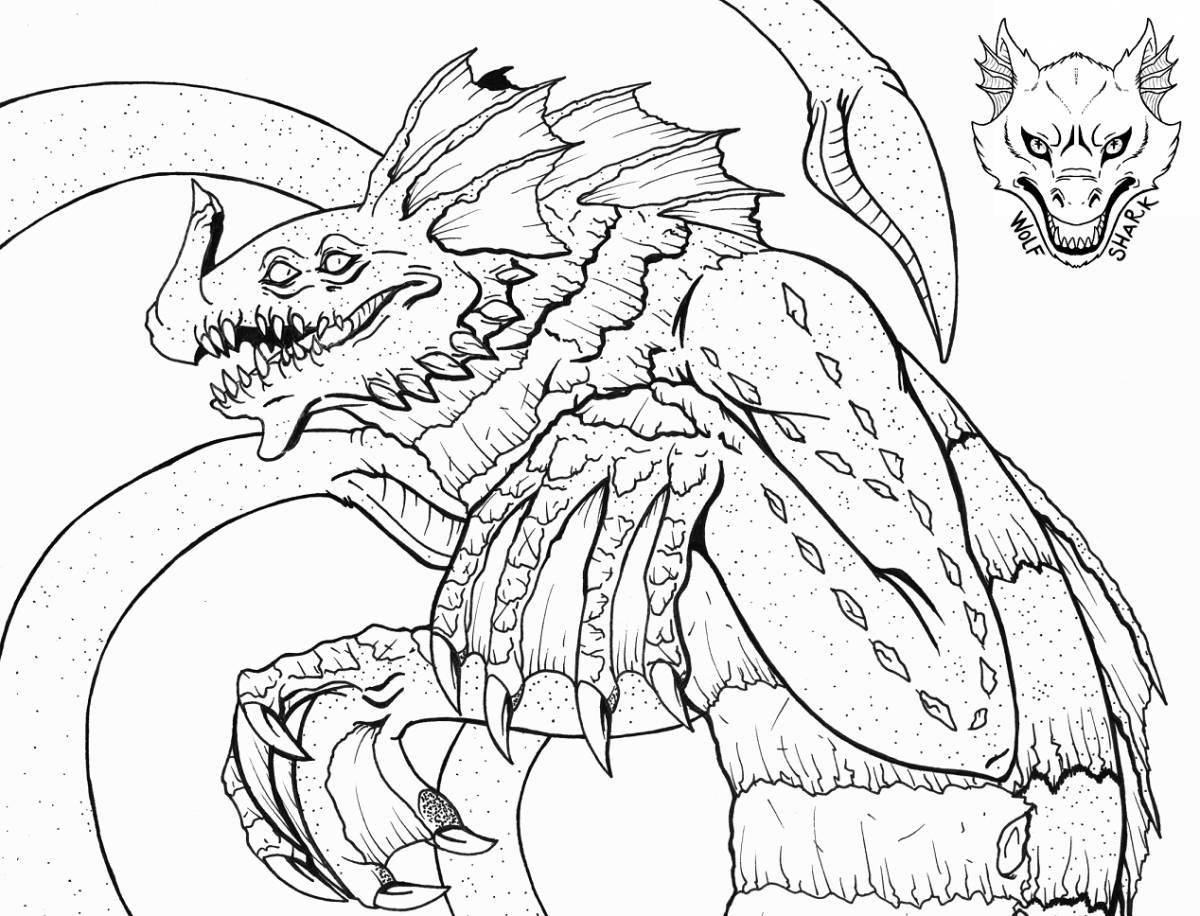 Colorfully designed leviathan coloring page