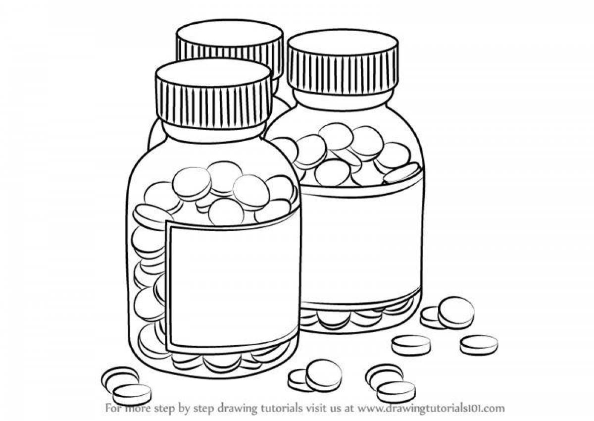 Glowing pill coloring page