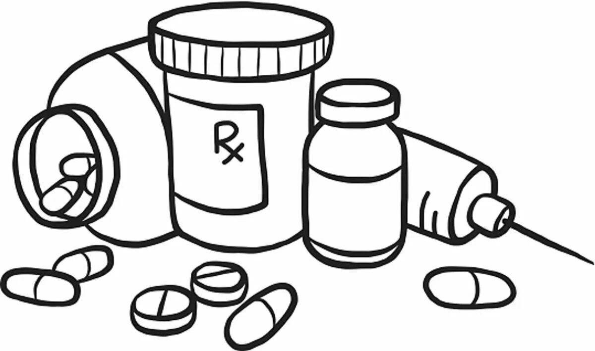 Sparkling pills coloring page