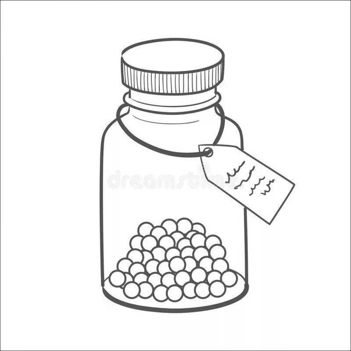 Glitter pill coloring page