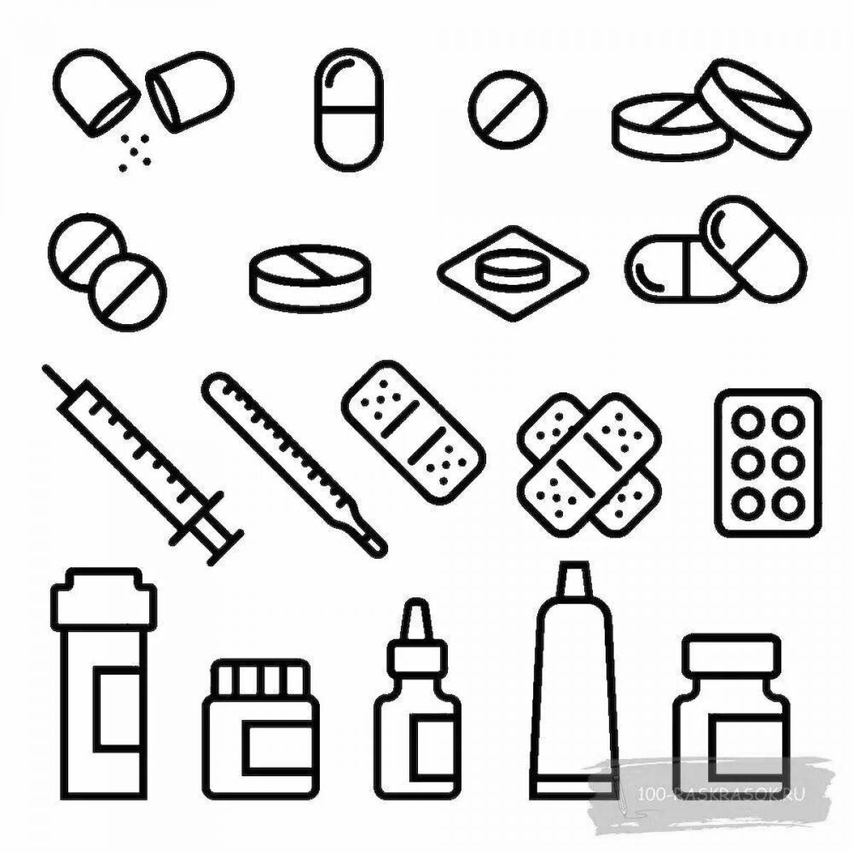 Flickering pill coloring page