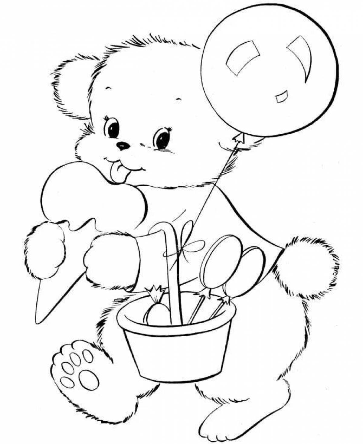 Coloring playful teddy