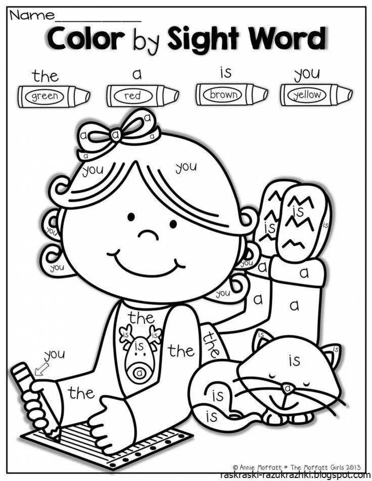 Colorful English coloring activity