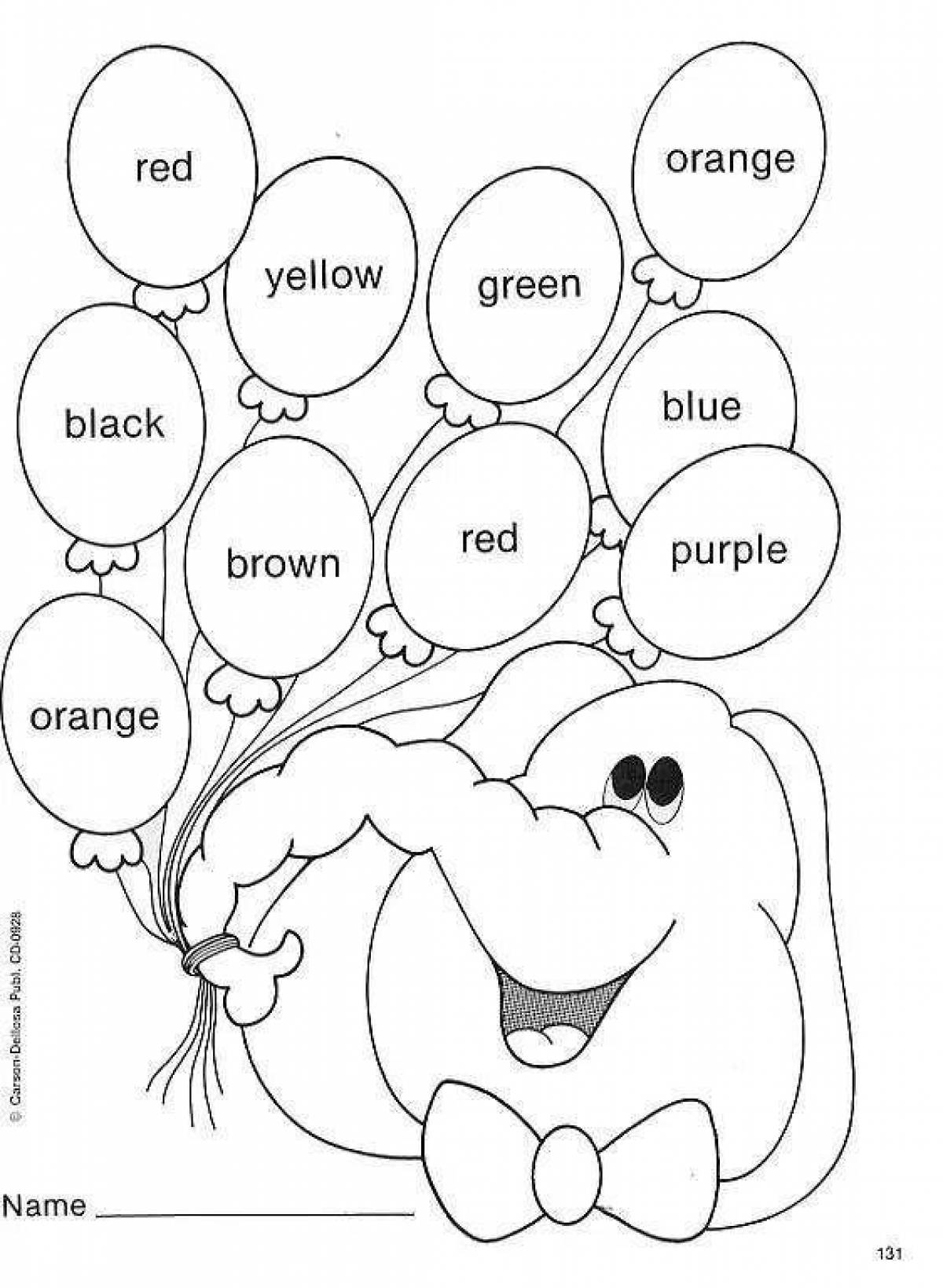 Colorful sketch coloring book in english