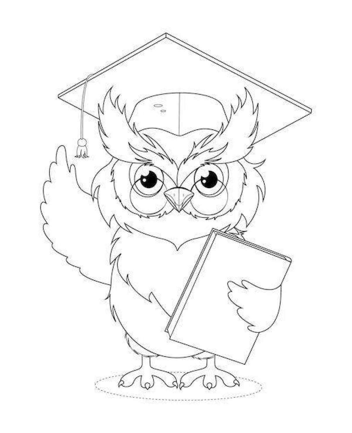 Coloring book wise clever owl