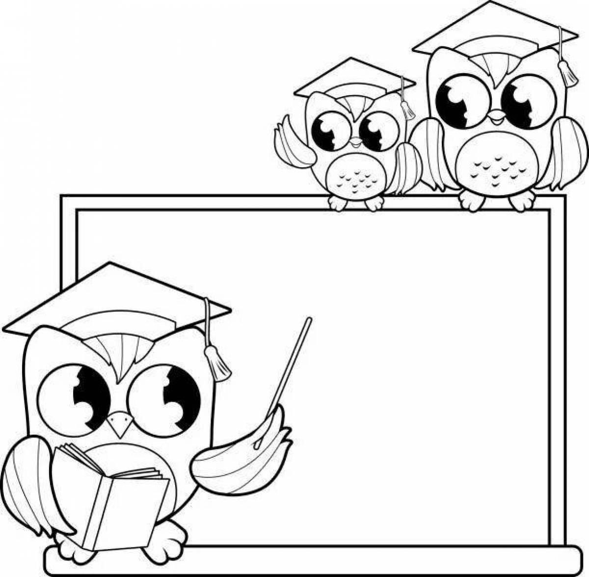 Cunning smart owl coloring page