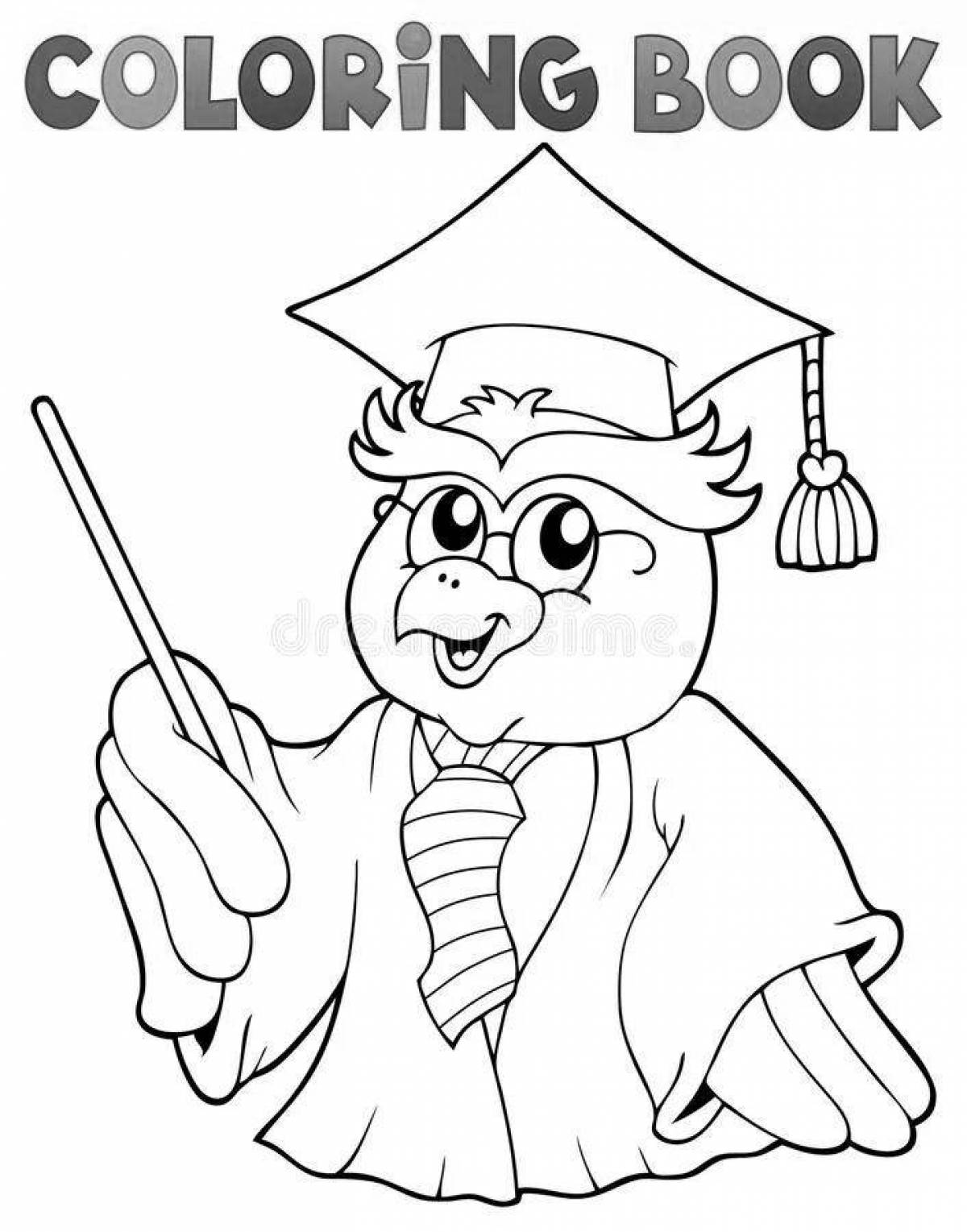 Coloring book shining smart owl