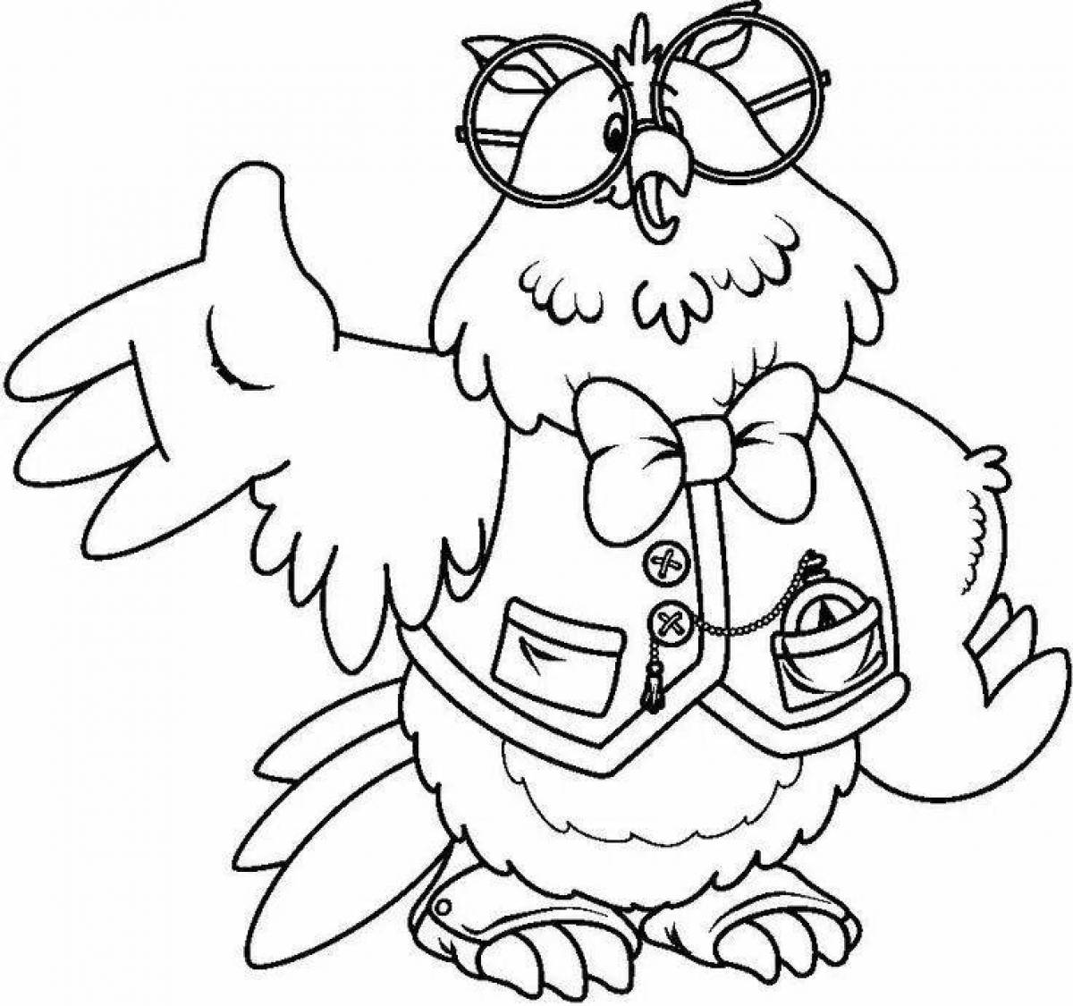 Colorful smart owl coloring page