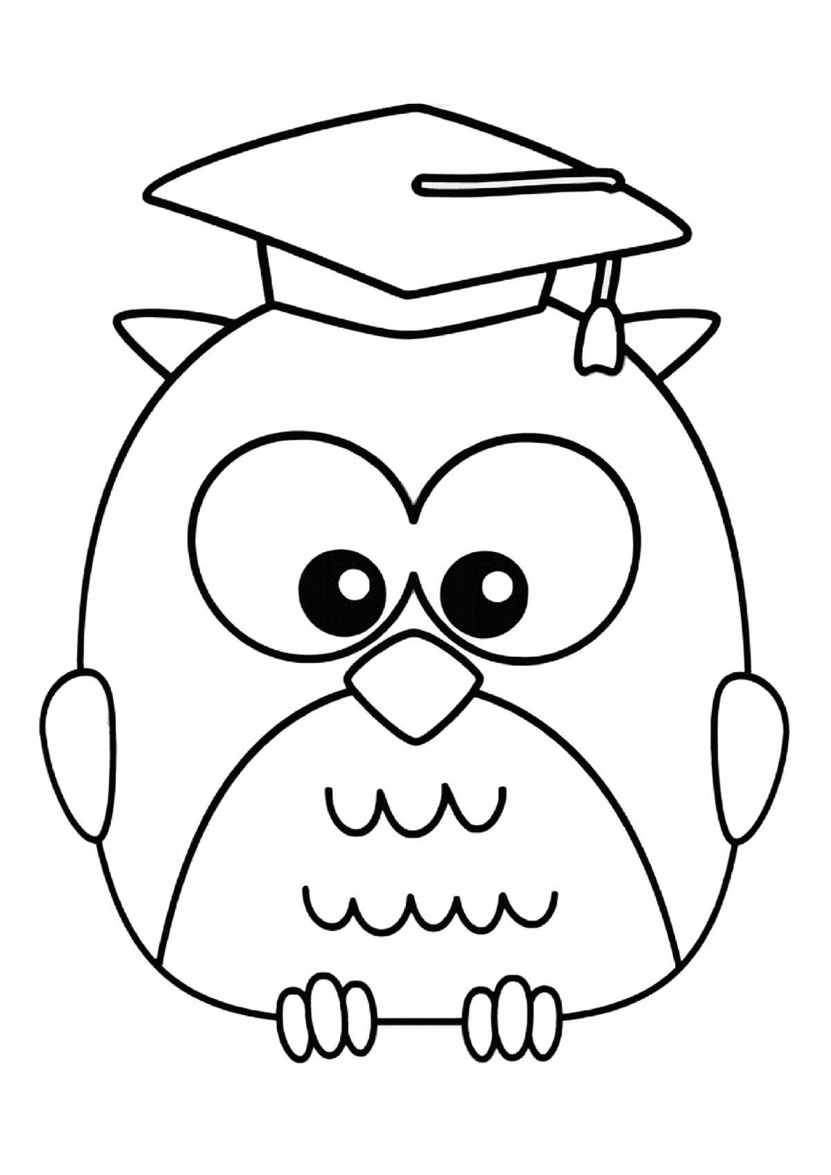 Fun coloring book of smart owl