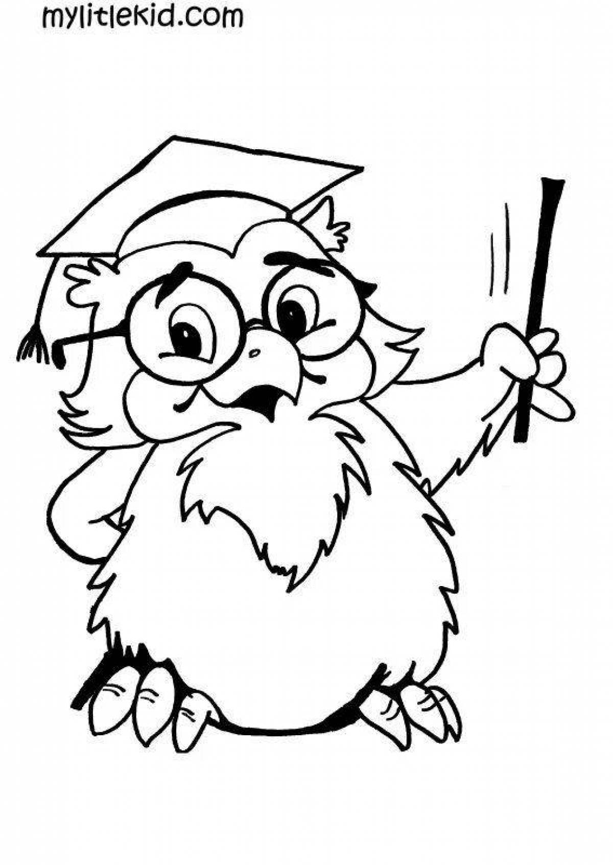 Funny smart owl coloring book