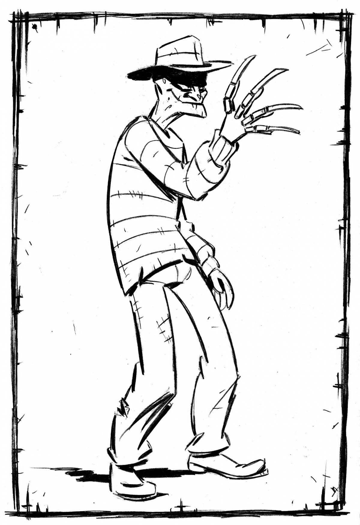 Frightening Freddy Krueger Coloring Page