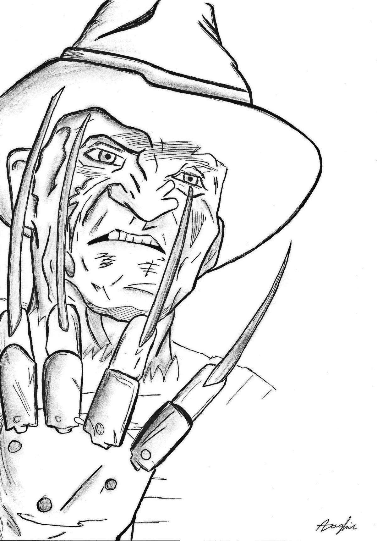 Angry Freddy Krueger Coloring Page