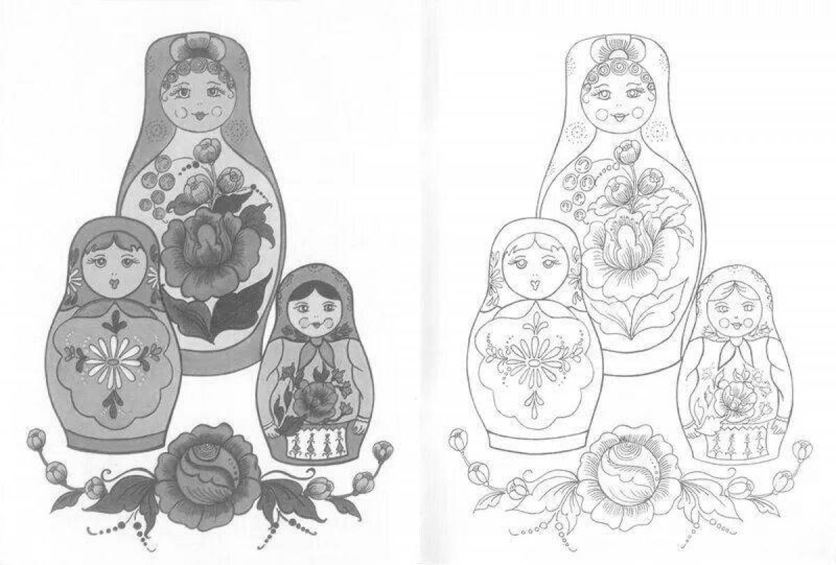 Alluring Semenov matryoshka coloring book