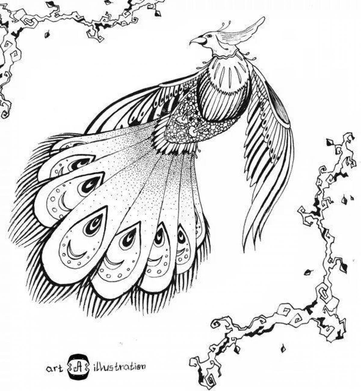 Serene fairy bird coloring page