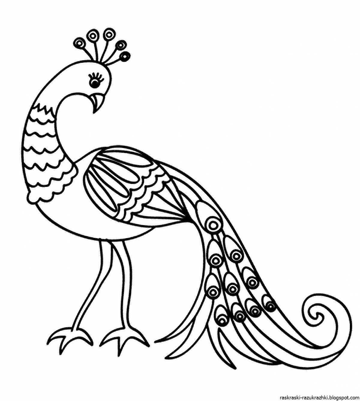 Exotic magic bird coloring page