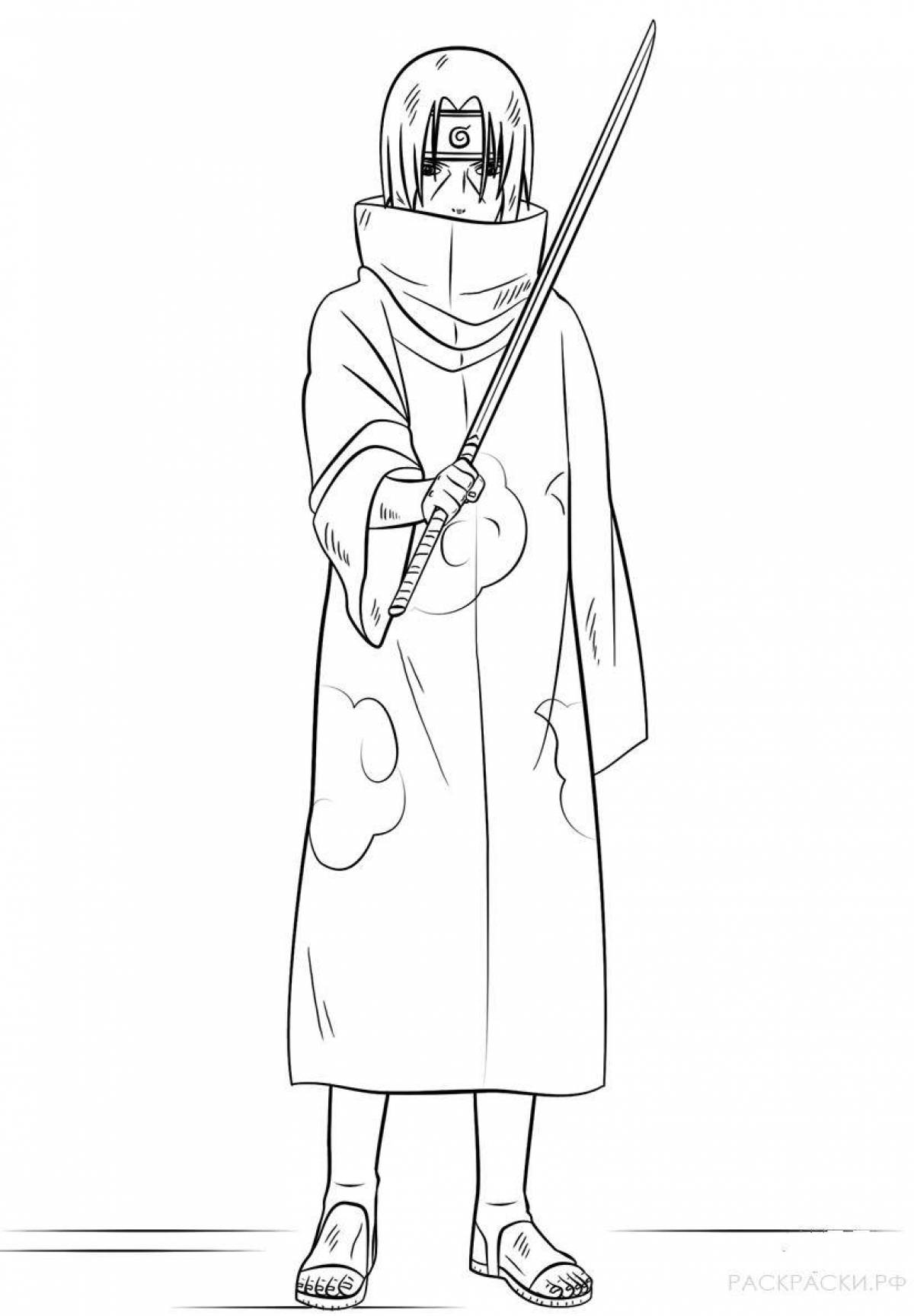 Раскраска Впечатляющая раскраска итачи учиха