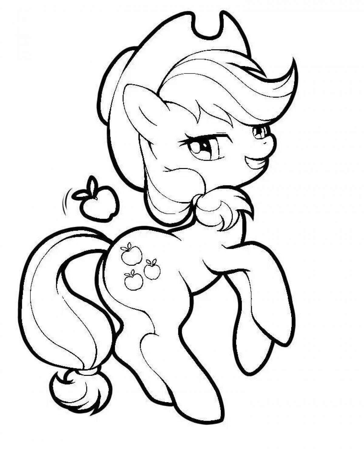 Coloring book playful pony applejack